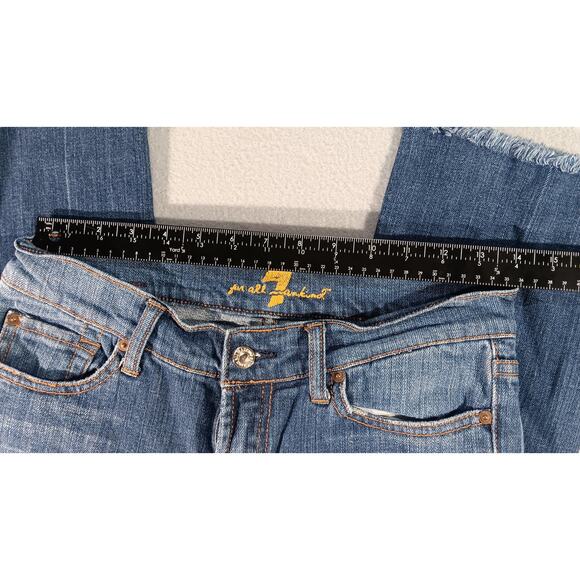7 For All Mankind Women's Cropped Raw Hem Straight Leg Jeans S 30 Distressed USA - Picture 6 of 8